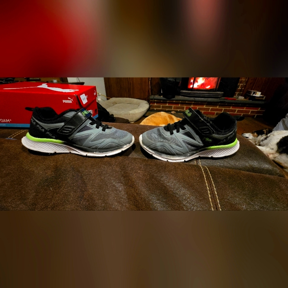FILA Kids Gray and Green Sneakers